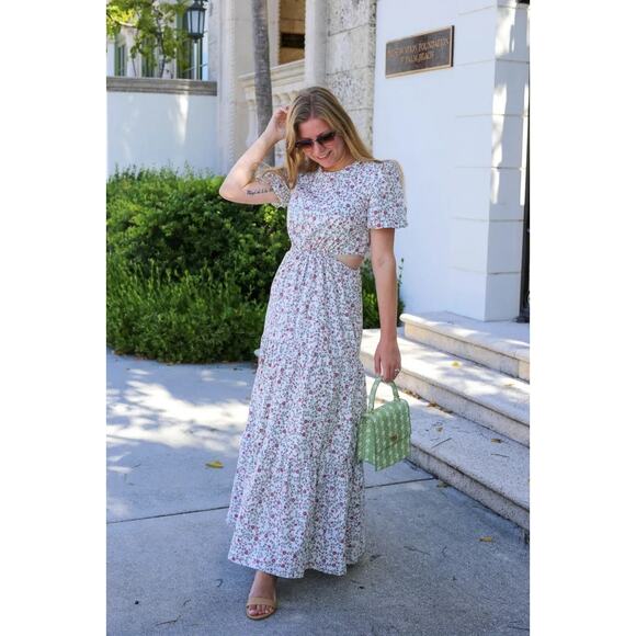 NWT WAYF Floral Cutout Maxi Dress - Picture 1 of 8